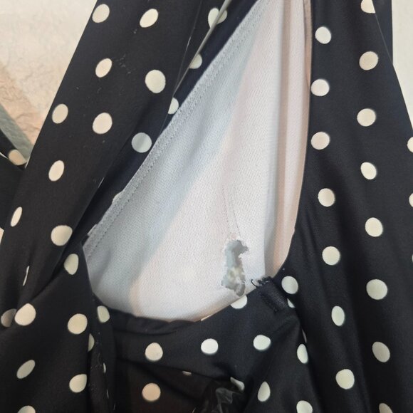 Lauren Ralph Lauren One Piece Swim Dress Women 18W Black Polka Dot Cross Strap - Picture 12 of 12